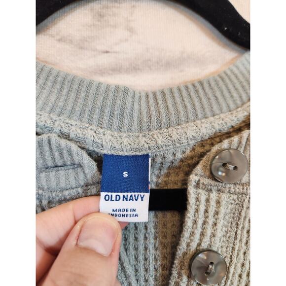 Old Navy Women's Blue Gray Long Sleeve Thermal‎ Henley Pullover Sweater Size S - Picture 3 of 6